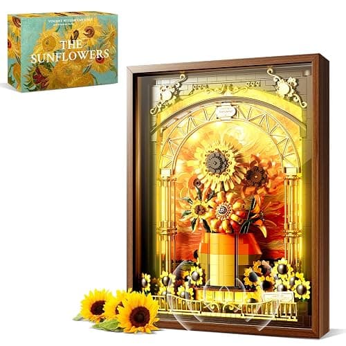 Flowers Sunflower Building Set for Adults 1218PCS with Smart Motion Sensor Lights Wall Art Home Decor Frame 2-in-1 Standing Display Lego Compatible Creative Botanical Gift for 14+ Women Men - Image 1