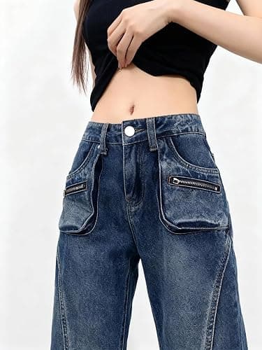 EMMIOL Mid-Low Rise Flare Jeans for Women, Y2K Baggy Boot Cut Flared Bootcut Wide Leg Womens Denim Pants Stretch thumbnail 5