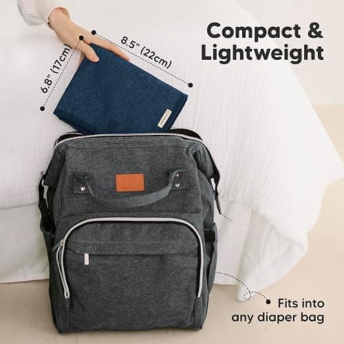 KeaBabies Portable Diaper Changing Pad, Easy Wipe Clean - Foldable Waterproof Baby Changing Mat for Diaper Bag, Compact, Lightweight, 25x13 Newborn, Infant, Baby Changer Travel Essential (Navy Blue) thumbnail 2