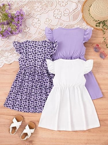 Girls Dresses Toddler Girls Dress 3-Pack Casual Party Print Skater A-line Dress Sundress thumbnail 2