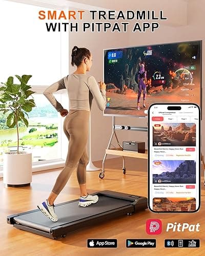 SupeRun Walking Pad, Under Desk Treadmill, 3 in 1 Portable Treadmill with Remote Control LED Display, 2.5 HP Quiet Walking Jogging Machine for Office Home Use, 250 Lbs Capacity - 10-Black thumbnail 2