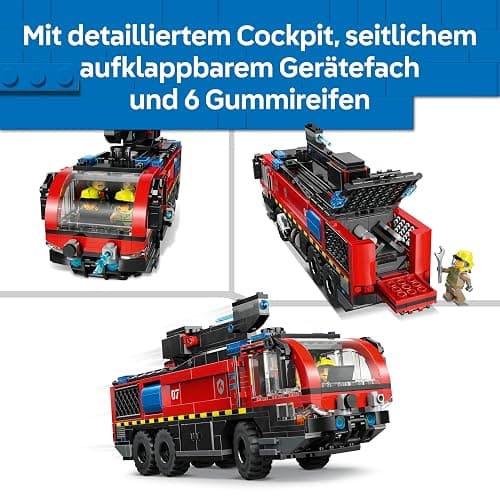 LEGO City Flughafenlöschfahrzeug - Spielzeug Einsatzfahrzeug - Modellbau mit 4 Feuerwehr Minifiguren - Geburtstagsgeschenk für Jungen ab 7 Jahren und Technikfans - 60499 thumbnail 5
