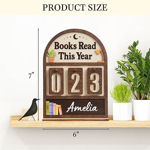 Books Read This Year Counter Valentines Day Gifts For Women Readers, Personalized Book Counter Tracker Bookshelf Decor, Bookish Gifts Accessories For Book Lovers, Bookworm, Bookclub Stocking Stuffers thumbnail 3
