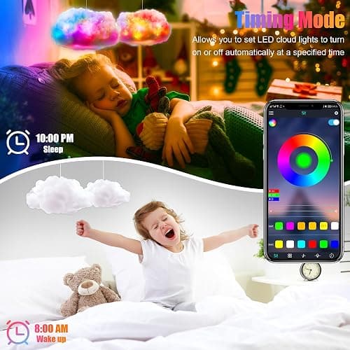 ViLSOM LED Cloud Light, RGB Cloud Lamp with IC Remote Control and APP Control Cool Lights Sync Music Color Changing Led Lights for Bedroom Ceiling Adults and Kids Modern Home & Room Decor thumbnail 5