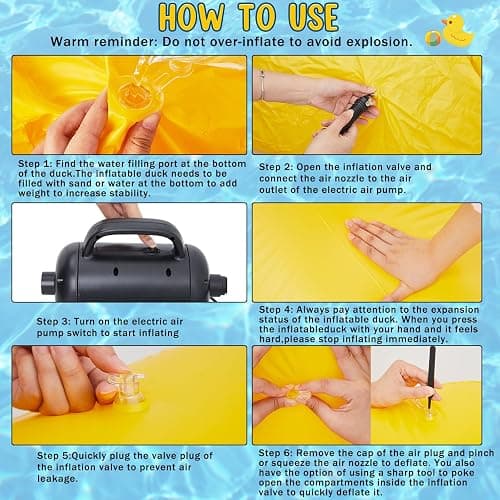 Hungdao 4 Feet Giant Inflatable Duck Pool Float Huge Funny Rubber Duck Large Blow up Inflatable Floatie for Summer Beach Swimming Pool Party Decoration (1 Pack, Earphone) thumbnail 3