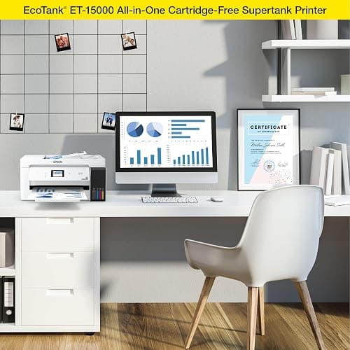 Epson EcoTank ET-15000 Wireless Color All-in-One Supertank Printer with Scanner, Copier, Fax, Ethernet and Printing up to 13 x 19 Inches, White thumbnail 6