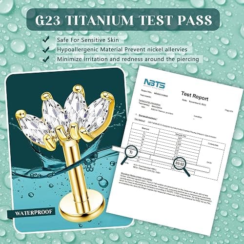 LOLIAS 16G G23 Titanium Tragus Conch Helix Piercing Jewelry 6mm 8mm 10mm - Internally Threaded Flat Back Stud Cartilage Earrings Hypoallergenic Forward Earlobe Labret Tragus Piercing Jewelry thumbnail 2