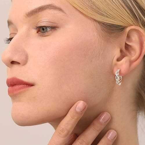 Senteria 925 Sterling Silver Earrings Hoops for Women Lightweight Twisted Hoop Earrings With Cubic Zirconia Hypoallergenic Hoops Earrings (20/30/40/50/60MM) thumbnail 3
