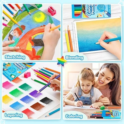Jyusmile 432 Count Colored Pencils Bulk, Pre-sharpened Coloring Pencils for Kids, 36 Pack 12 Assorted Colors with Sharpener, Bulk School Supplies for Teachers, Classroom Prizes, Drawing Art Supplies thumbnail 5