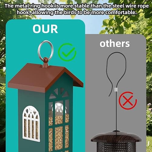 Metal Bird Feeder Bird Feeders for Outdoors Hanging,Waterproof and Rust-Proof,Easy Cleaning,Wild Bird Feeders Attracting Chickadees Goldfinches Cardinals Finches and Sparrows thumbnail 5