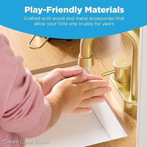 Best Choice Products Pretend Play Wooden Farmhouse Kitchen Set for Kids w/Toy Storage, Clicking Knobs, Windows, 5 Accessories Included - Ocean thumbnail 7