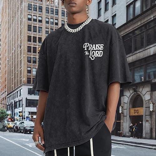 Wedsadl Christian Jesus Shirts for Men Religious Praise The Lord Bible Verse Shirt Oversized Graphic Tees Acid Wash Tshirt thumbnail 2