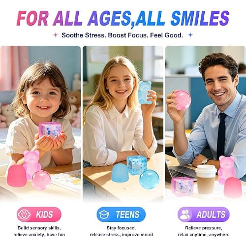 4Pcs Pink Taba Squishy Fidget Toys, Bear Cube Gummy Coconut Oil Stress Balls for Kids Adults, Squishies Cube, Sensory Toys Fidgets for Classroom Prize, Birthday Gifts Party Favors thumbnail 5