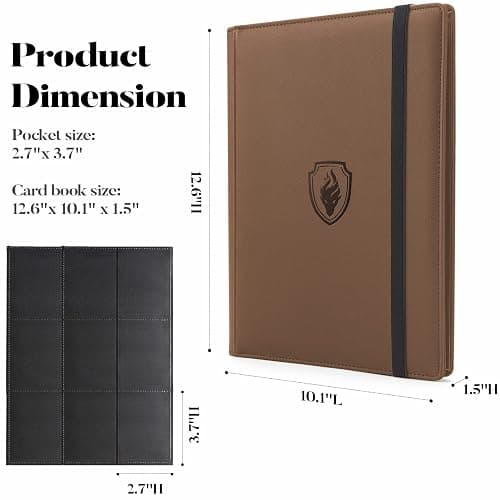 Premium Card Binder with 9 Pockets, Sturdy Fabmaker Trading Card Albums for 360 Cards, Brown PU Cover Album Holders for YuGiOh, MTG, TCG, Sports Cards thumbnail 3