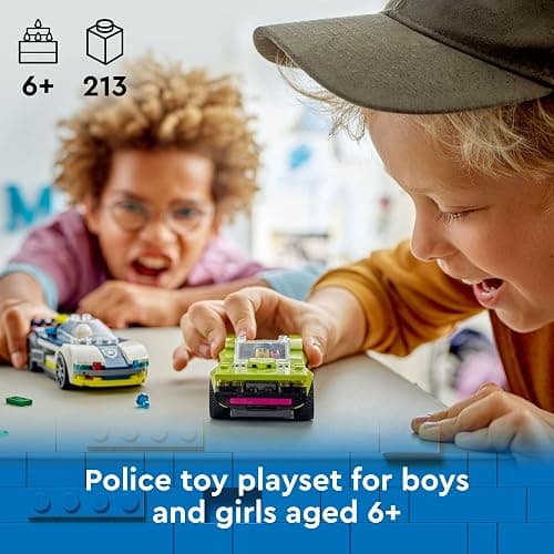 LEGO City Police Car and Muscle Car Chase, Emergency Vehicle Toy for Boys and Girls, Fun Gift for Kids Ages 6+ who Love Pretend Play Toys, Police Toy with Officer and Crook Minifigures, 60415 thumbnail 2