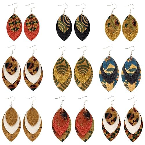 AOUXSEEM 321 Pcs Faux Leather Earrings DIY Making Kit for Beginners, Contains 96 Pre Cut Evil Eye Earring Pieces with Hooks Jump Rings Opener Earring Display Cards and Self-Adhesive Bags (Real Cork) thumbnail 2