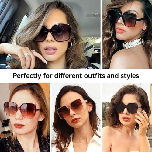 Dollger Oversized Square Sunglasses for Women Big Large Wide Fashion Shades for Men UV Protection Unisex thumbnail 6