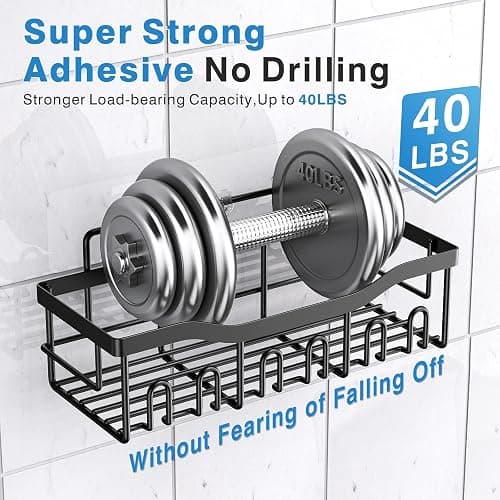 EUDELE Adhesive Shower Caddy, 5 Pack Rustproof Stainless Steel Bath Organizers With Large Capacity, No Drilling Shelves for Bathroom Storage & Home Decor thumbnail 5