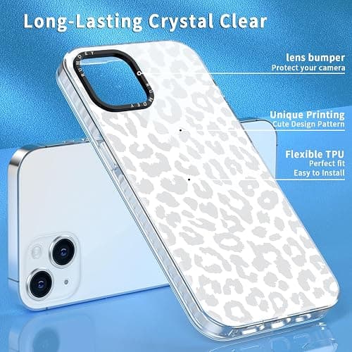RUMDEY 2 Pack Cheetah Print Cases for Apple iPhone 13 / iPhone 14 Case 6.1 inch, Clear Cute Coquette Fashion Leopard Patterns for Girls Women Funda with Shockproof Protection Silicone Soft TPU Cover thumbnail 5
