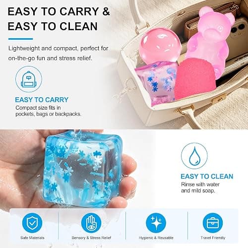4Pcs Pink Taba Squishy Fidget Toys, Bear Cube Gummy Coconut Oil Stress Balls for Kids Adults, Squishies Cube, Sensory Toys Fidgets for Classroom Prize, Birthday Gifts Party Favors thumbnail 3