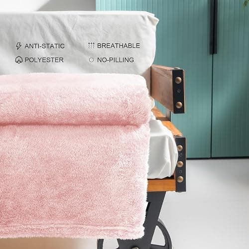 Exclusivo Mezcla Plush Fuzzy Fleece Throw Blanket Extra Large, Super Soft, Fluffy and Warm Blankets for Couch, Bed, Suitable for All Seasons (50x70 Inches, Light Pink) thumbnail 6