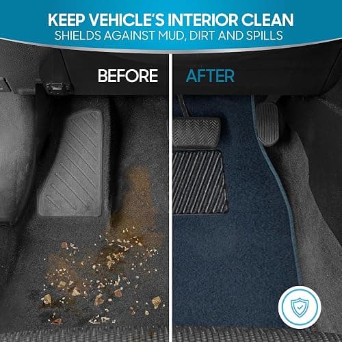 BDK Premium Carpet Blue Floor Mats for Cars - Universal Fit Interior 4-Piece Car Mats Full Set with Vinyl Heel Pad Protector - Cute Car Accessories Interior Floor Covers for SUVs & Trucks thumbnail 4