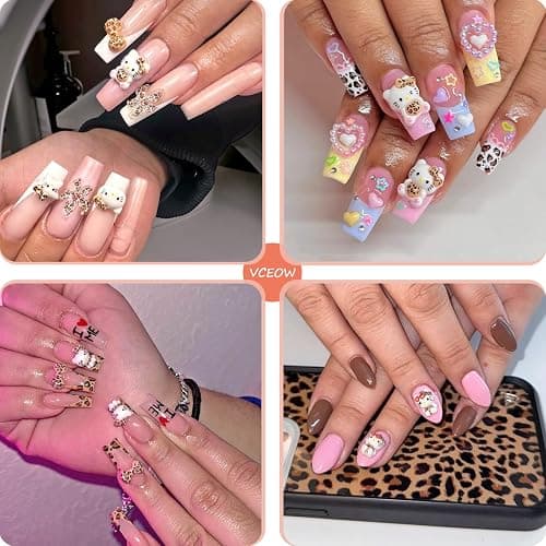 VCEOW 36pcs Kawaii Nail Art Charms Resin Cat Charms Cute 3D Cartoon Y2k Nails DIY Accessories (Style A) thumbnail 6