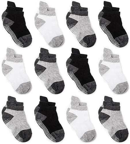 Zaples Baby Non Slip Grip Ankle Socks with Non Skid Soles for Infants Toddlers Kids Boys Girls - Image 1