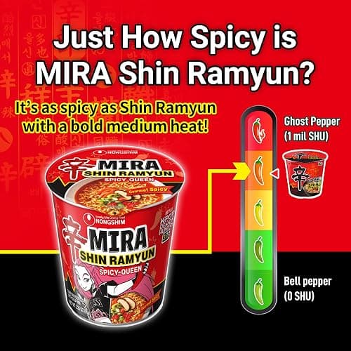 Nongshim Shin Ramyun Spicy Queen, Instant Noodle Cup, Gourmet Spicy, 3.35 oz (Pack of 6) thumbnail 3