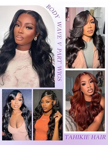 Tahikie V Part Wig Human Hair Body Wave 200% Density Upgrade U Part Wigs With Drawstring No Sew in No Glue Half Wigs Human Hair V Shape Clip In Half Wig For Women Natural Color 18 Inch thumbnail 8