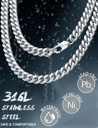 Jstyle 3.5mm Stainless Steel Cuban Link Chain Necklace for Men Women | Non Tarnish Neck Chains for Men, 316L Stainless Steel, Mens Jewelry Accessories Gifts, 16/18/20/22/24/26 Inch thumbnail 2