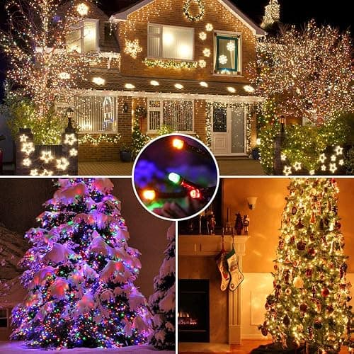 Brizled Christmas Lights, 65.67ft 200 LED Color Changing Tree Lights 11-Function Warm White & Multicolored Christmas Lights, Connectable 29V Safe Adapter Remote Decorative Lights String for Xmas Party thumbnail 6