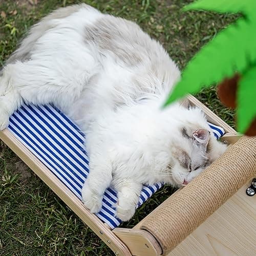 DSOPV Cat Bed, Recliner Cat Bed, Universal Elevated Cat Beds Cat Swing Bed, Wooden Frame Swing Chair Multifunctional, for Kitty, Puppy, Rabbit, Bunny and Small Animal (A) thumbnail 4