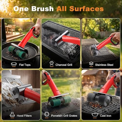 NeatLt Electric Grill Brush for Outdoor Grill, Cordless BBQ Grill Cleaner with Dual Rotating Heads, 450 RPM Motorized Grill Cleaning Brush with Forward & Reverse, 6-Piece Replaceable Brush Set thumbnail 8