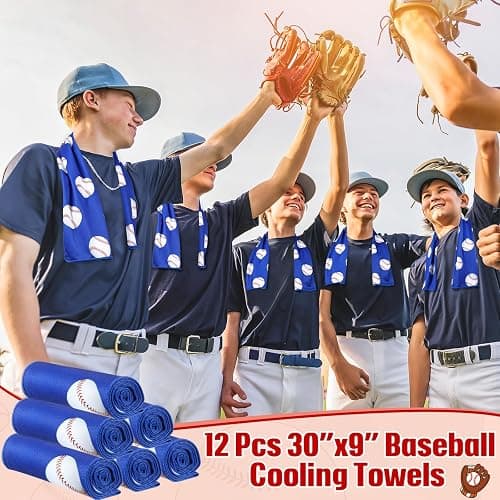 Peryiter 12 Counts Mini Cooling Towel, 30" x 9" Baseball Softball Soccer Golf Sweat Towel, Breathable Chilly Rag, Microfiber Sport Rags for Team Gym Running Coach Gift thumbnail 5