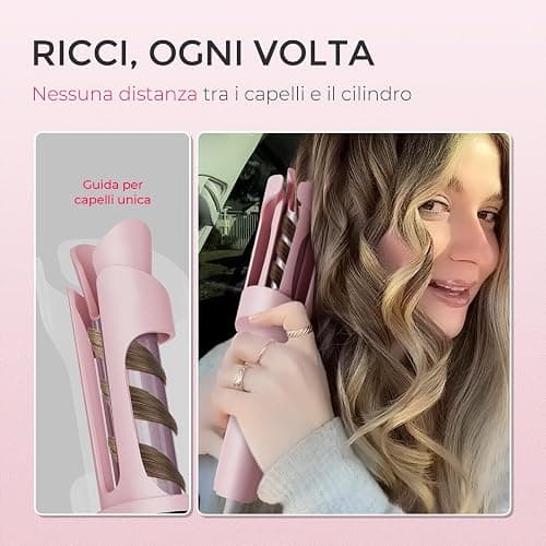 TYMO CURLPRO Arricciacapelli Automatico per Grandi Ricci -Ferro Capelli Rotante Automatico 25mm, 160-210℃, Anti-scottatura Beach Waves Piastra Boccoli per Capelli, 500M Ioni Negativi, Rosa thumbnail 5