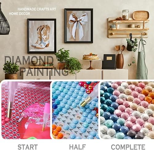 sdfkmlcdl Western Coastal Cowgirl Diamond Art Kits for Adults, Neutral Western Coquette Bow Boots Horse Full Drill Diamond Painting Kits for Adults Beginners 4 Pack, 9.8x11.8 Inch thumbnail 4