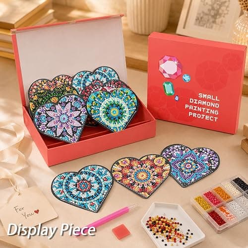 8 PC Diamond Art Painting Bookmark for Adult Craft Gem Bedazzle Kit Women | Bead Art Leather Book Mark Christmas Pearl Craft Bedazzling Making Kit Rhinestone DIY Paint by Dots Book Lover Gift Heart thumbnail 8