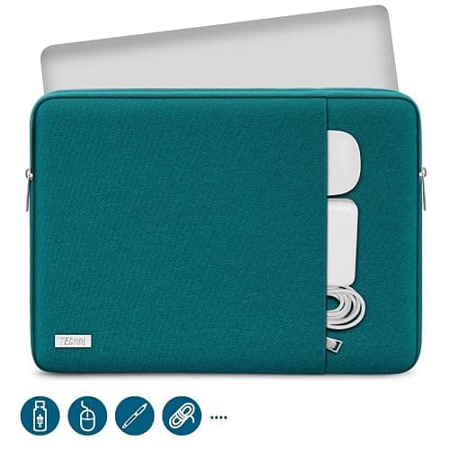 TECOOL 15.6 Inch Laptop Sleeve Protective Laptop Case 15.6 Inch for 15 15.6" HP Lenovo ThinkPad IdeaPad Dell Acer Asus Notebook Chromebook,Water-resistant Computer Case Laptop Bag with Pockets,Teal thumbnail 2