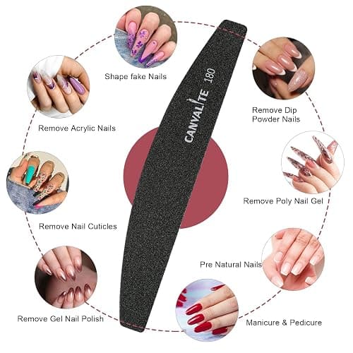 Canvalite 40 PCS Nail File Professional Reusable Peel and Stick Nail Files Replaceable Emery Boards 180 Grit Fingernail Files Manicure Tools for Home and Salon Use thumbnail 9