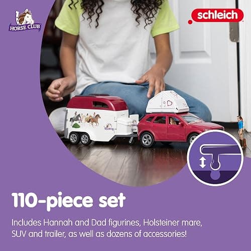 Schleich Horse Club - 110 PC Car and Trailer Tent Camping Playset with Fun Horse and Rider Figures for Girls and Boys - Realistic Toy Figurines and Accessories for Kids Ages 5+ | 42535 thumbnail 5