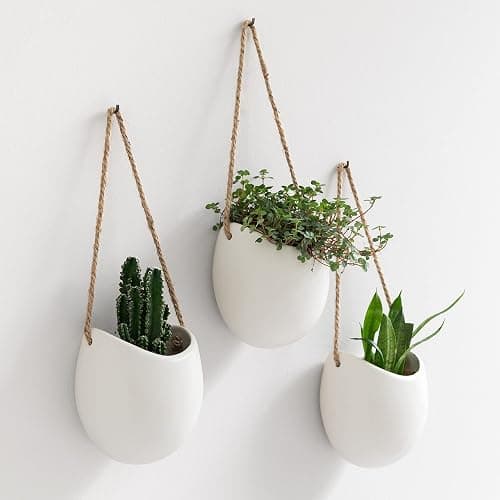 Kazai. Vasi da Parete -Ellie- | Vasi da Appendere al Muro | 3 Pezzi | Decorazione Murale per Interni, Balcone e Giardino | Bianco (opaco) - Image 1