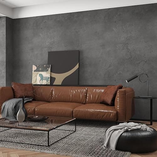16"×354" Dark Grey Black Concrete Wallpaper Peel and Stick 3D Thick Faux Concrete Cement Contact Paper Vinyl Wrap Stained Matte Textured Waterproof Wall Sticker for Walls Bathroom Garage Living Room thumbnail 5