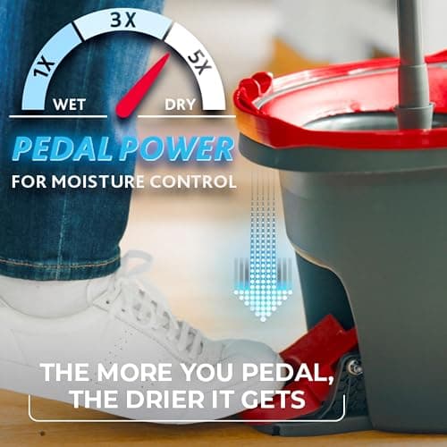 O-Cedar EasyWring Microfiber Spin Mop, Bucket Floor Cleaning System, Red, Gray, Standard thumbnail 4