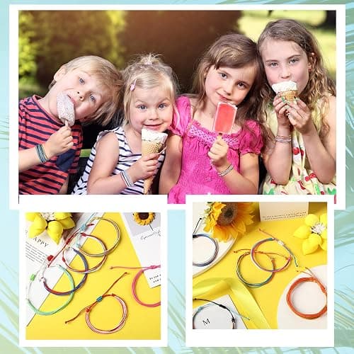 Yaomiao 50 Pcs Friendship String Bracelets Bulk Beach String Adjustable Waterproof Handmade Cord Surfer Woven Braided Rope Bohemian Wrist Cord for Women Men Christmas Party Gifts(Cute Style) thumbnail 3