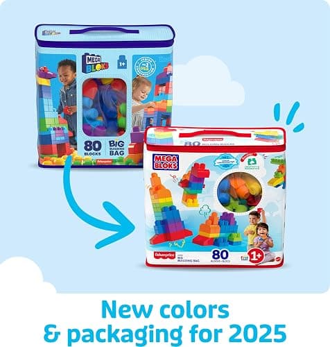 MEGA BLOKS First Builders Toddler Blocks Toys Set, Big Building Bag with 80 Pieces and Storage, Blue, Ages 1+ Years thumbnail 8