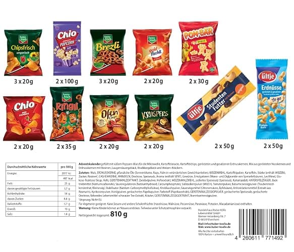 Intersnack Adventskalender 2025 – 810 g Knabber-Überraschung | Funny-Frisch, Pom-Bär, Chio & ültje Snacks | Knuspriges Geschenk für Snackliebhaber & Familie thumbnail 2