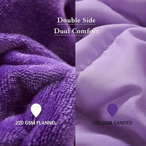 Satwip Purple Weighted Blanket 15 Pounds, Fuzzy Warm Flannel Throw Blanket with Soft Breathable Sanded, 48 x 72 inches, Purple thumbnail 5