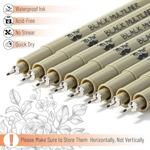 Mr. Pen - 0.45mm Micro Fine Point Pens, 8 Pack - Black Ink Pens for Drawing, Bible Journaling & Sketching thumbnail 4