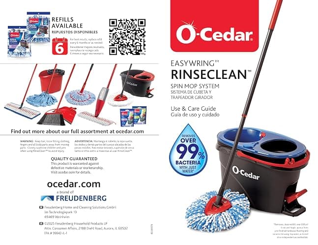 O-Cedar RinseClean Spin Mop & Bucket System + 1 Extra Mop Head | Clean with Clean Water | Removes 99% of Bacteria thumbnail 19